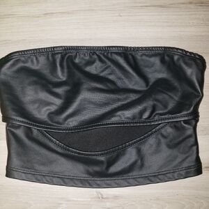 Faux leather black  bandeau crop tube top size XS Shein